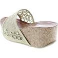 thumbnail image 3 of Forever Womens Cork Wedge Open Toe Rhinestone Embellished Sandals, 3 of 7