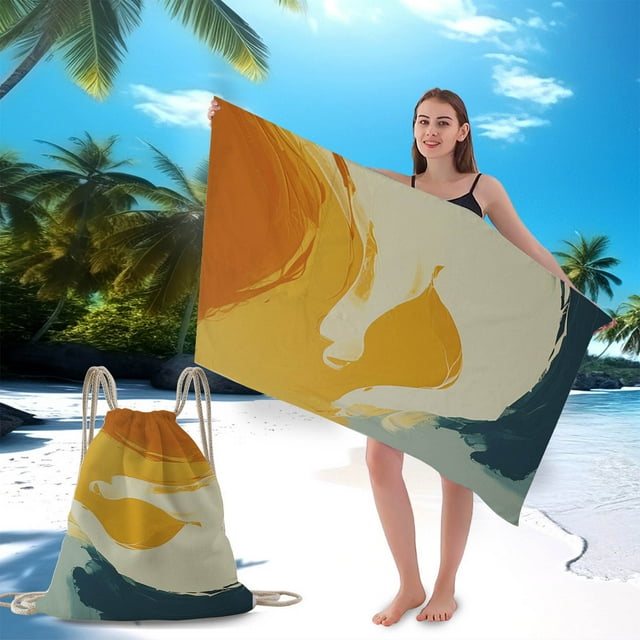 PEONAVET Beach Towels Oversized Two-in-one Beach Bag-digital Printed Drawstring Bag- Microfiber Beach Towel-bath Towel