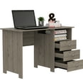 thumbnail image 3 of Modern Grey Computer Desk With Shelf And Drawer Organization Three Drawers Shelf, Color, 47.2 Inches Wide, Engineered Wood, 3 of 6