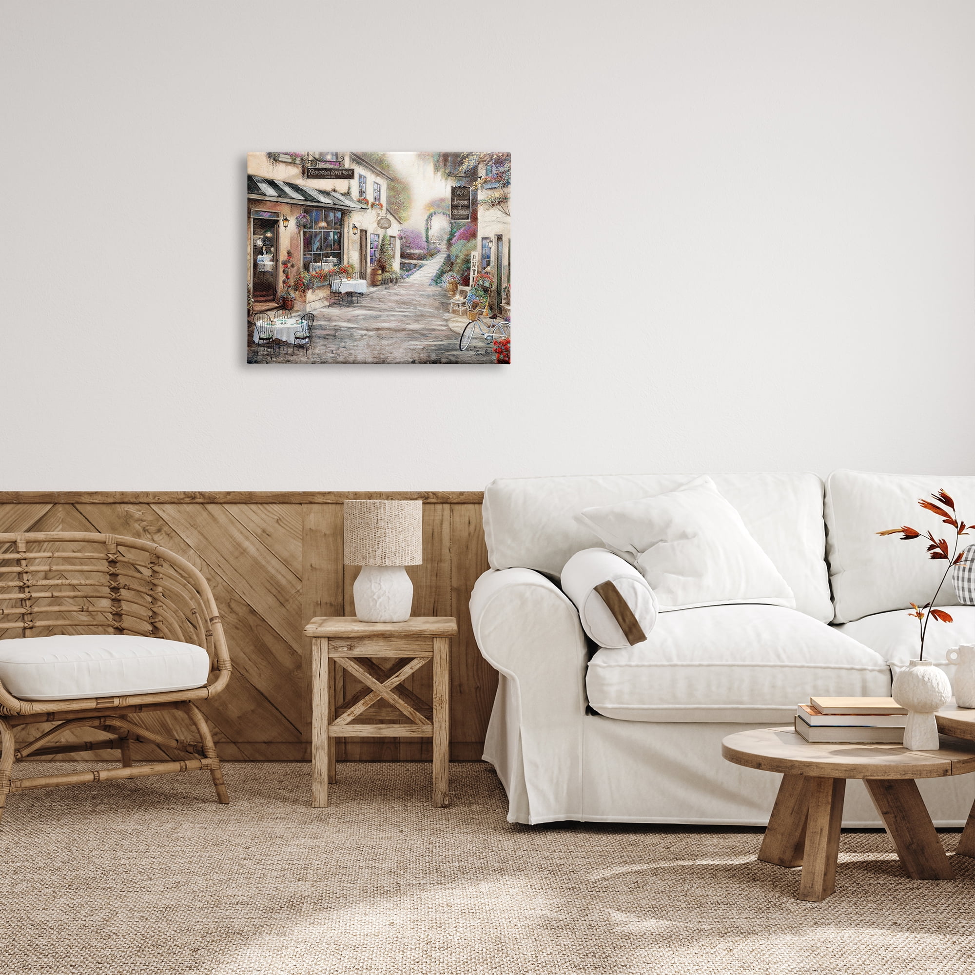 Stupell Indtries Traditional Village City Architecture Charming Bistro Scene,30 x 24,Design by Ruane Manning