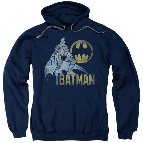Batman Knight Watch Adult Pullover Hoodie Sweatshirt Navy