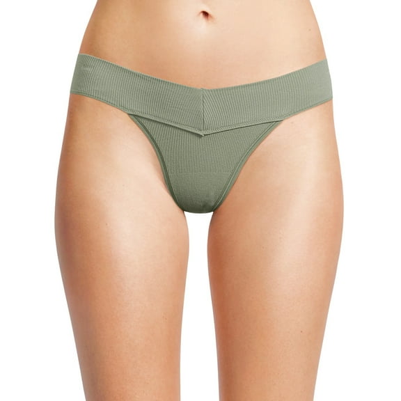 No Boundaries Seamless Ribbed Thong Panties, Women's and Women's Plus
