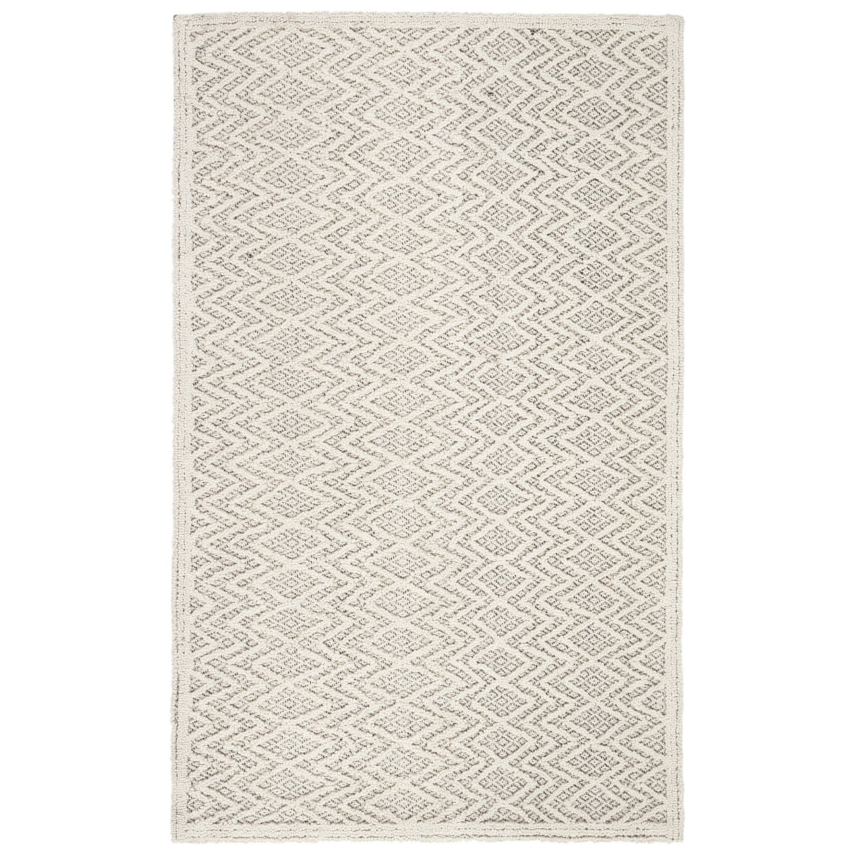 SAFAVIEH Trace Hermite Geometric Chevron Wool Area Rug, Grey/Black, 6' x 6' Round