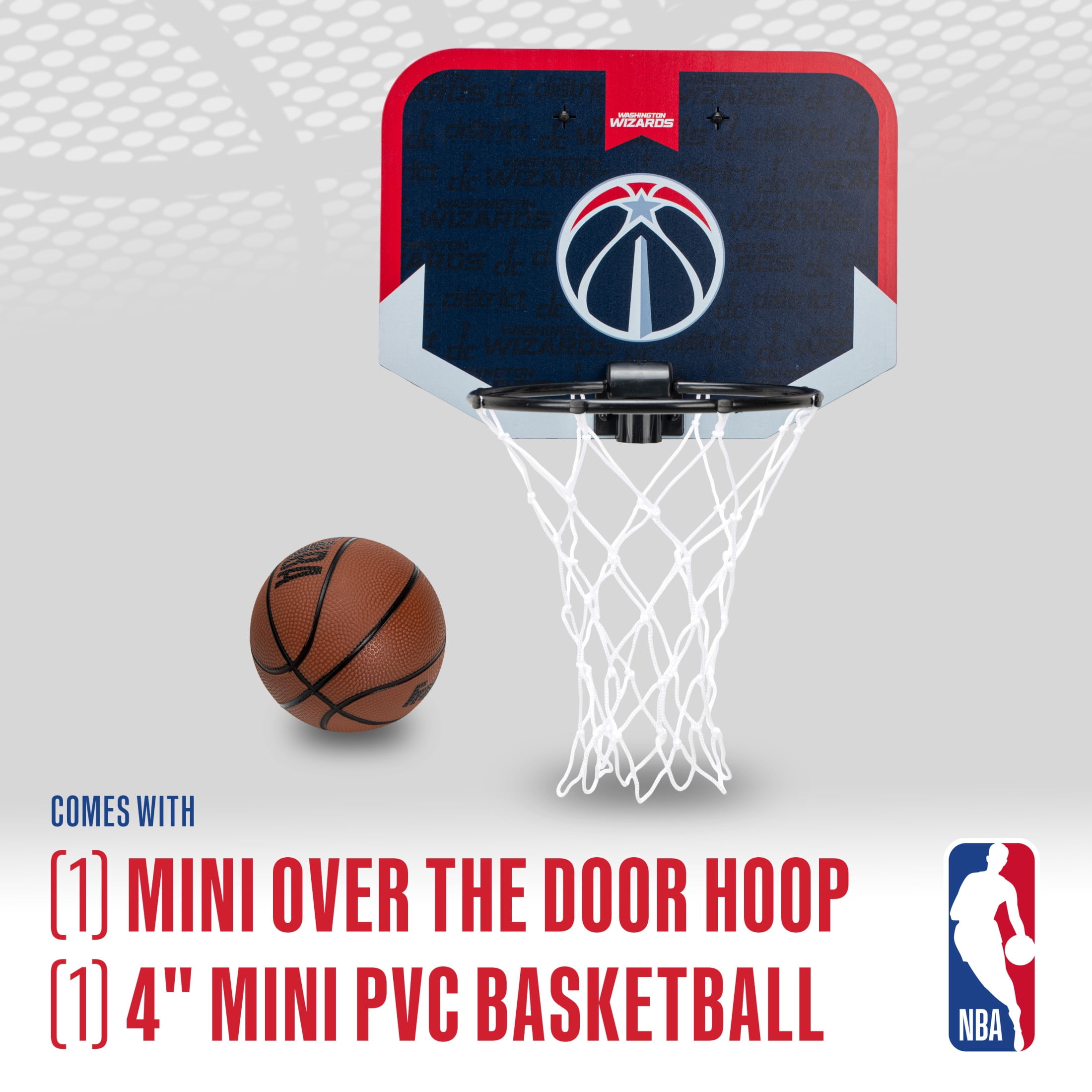 Franklin Sports NBA Washington Wizards Mini Over the Door Basketball Hoop - Kids Indoor Mini Basketball Hoop with Basketball - NBA Fan Shop Mini Hoop for Bedroom + Office