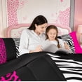 thumbnail image 6 of Manfei Zebra Stripes 7-Piece Bedding Comforter Set,Leopard Print King Bedding Sets,Pink Black Geometric Lines Bed Sheets For Boys Girl,Ultra Soft Home Decor Reversible, 6 of 8