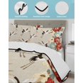 thumbnail image 4 of Quilts Twin Size Bedding Set, Japanese Style Lightweight Quilted Comforter, Country Vintage Blossom Peony Birds Soft Reversible Bedspread Coverlet with Pillow Covers for All Season, 68" x 86", 4 of 7