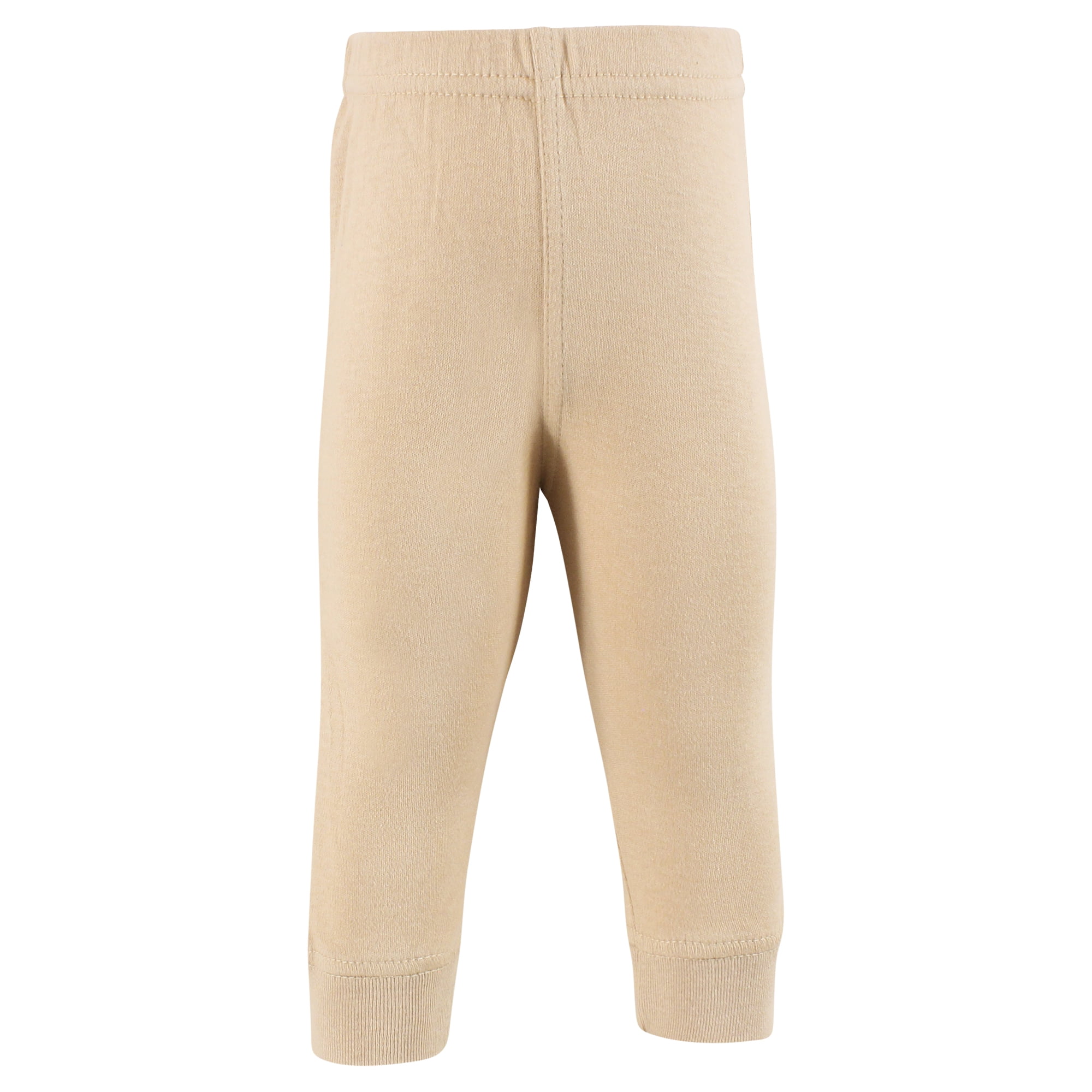 Hudson Baby Cotton Pants and Leggings, Tan Gray Black, 12-18 Months