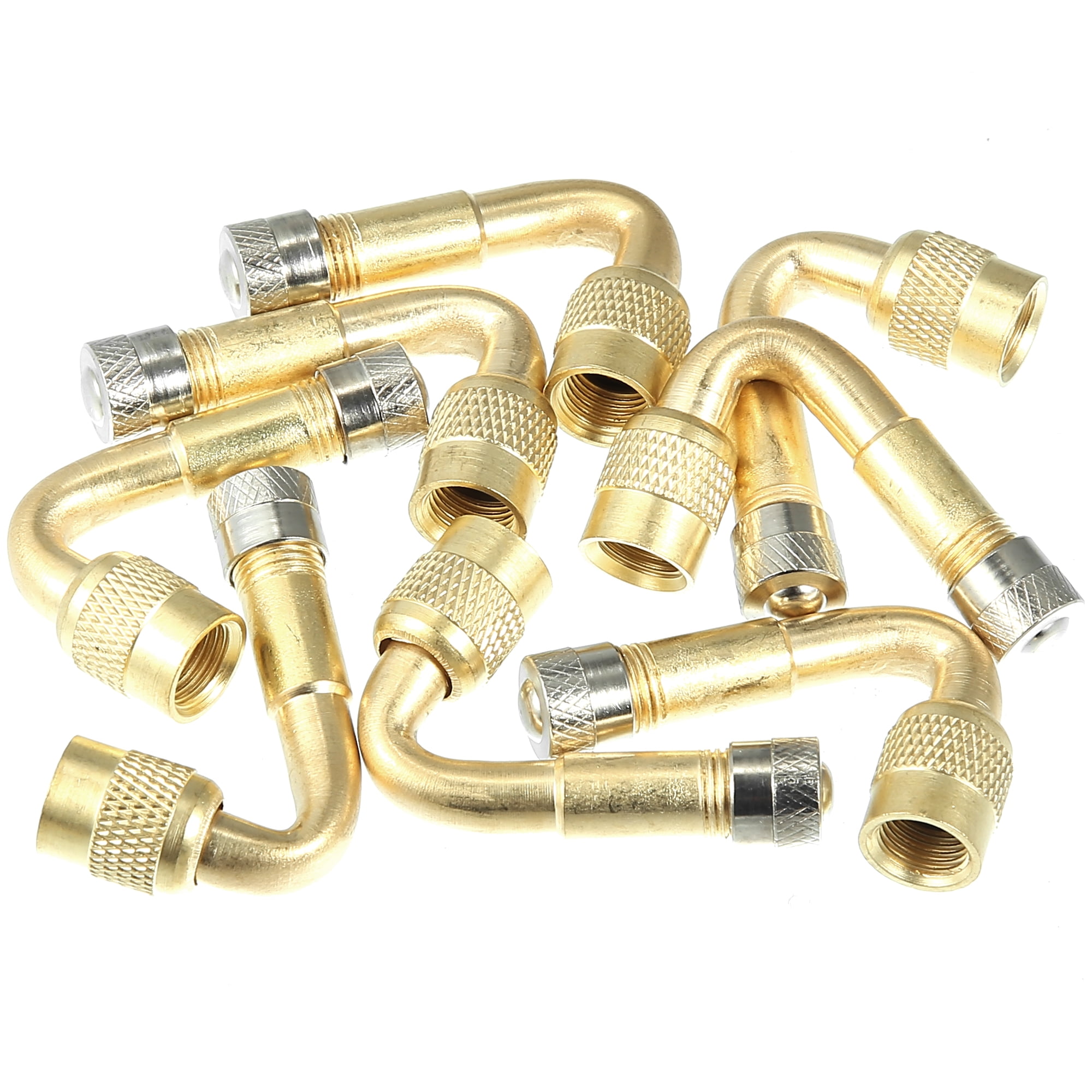 12pcs 45 Degree Universal Wheel Valves Copper Car Truck Motorcycle Tubeless Tyre Valve Stem Cap Gold Tone