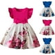 thumbnail image 5 of Odeerbi Niñas Rib Knit Floral Vestidos Verano Ruffle Manga Lazo Princesa Vestido Sin Mangas Cuello Redondo, 5 of 5