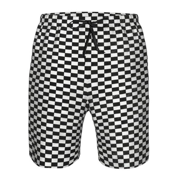 Men's Beach Shorts Chess Checkerboard Board Shorts Summer Swim Trunks with Mesh Liner XX-Large