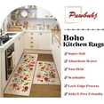 thumbnail image 4 of Kitchen Rugs and Mats Non Skid Washable Set of 2,Boho Floral Modern Farmhouse Bohemian Kitchen Runner Rugs with Rubber Backing for Kitchen Decor and Accessories (Beige 17"x47"+17"x30"), 4 of 6