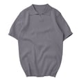 thumbnail image 4 of Qiyinn Men's Fashion Casual Solid Color Breathable Knit Short Sleeve Lapel Shirts, 4 of 5