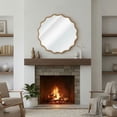 thumbnail image 4 of Kadyn 24" Wavy Round Accent Mirror, Decorative Wall Mounted Mirror for Home Bedroom Living Room Entryway, Premium Solid Wood Frame Design, Natural Wood Color, 4 of 12