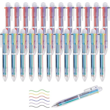 24 Pack Multicolor Ball Point Pens, 0.5mm 6-in-1 6 Colors Retractable Ballpoint Pens Transparent Barrel Ballpoint Pen for Office Supplies  Gift Christmas