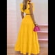 thumbnail image 5 of Conjunto de 2 Piezas para Mujer: Top Corto con Tirantes Finos y Falda Larga con Volantes y Cintura Fruncida Amarillo S, 5 of 6