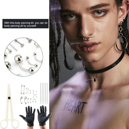 - Zerone Body Piercing Ring Kit,20pcs/set Tongue Nose Belly Button Body Jewelry Piercing Rings Clamp Gloves Needles Tool Kit