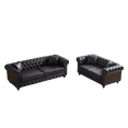 thumbnail image 5 of Chesterfield Sectional Sofa Set 3 & 2 Seater with Rolled Arms and Button-Tufted Upholstery, Sturdy Wood Frame, Plush Cushions for Modern Living Room, Black, 5 of 5