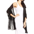 thumbnail image 4 of Sakkas Naomi Women Soft Sheer Embellished Chiffon Bridal Wedding Scarf Shawl Wrap - LaserCut-black - 70inch*29inch, 4 of 5
