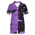 thumbnail image 5 of Tnhcen Women's Halloween Cute Print Pajama Set Short Sleeve Collared Button Up Shorts Sleepwear Comfortable Home Wear S-2XL Purple, 5 of 8