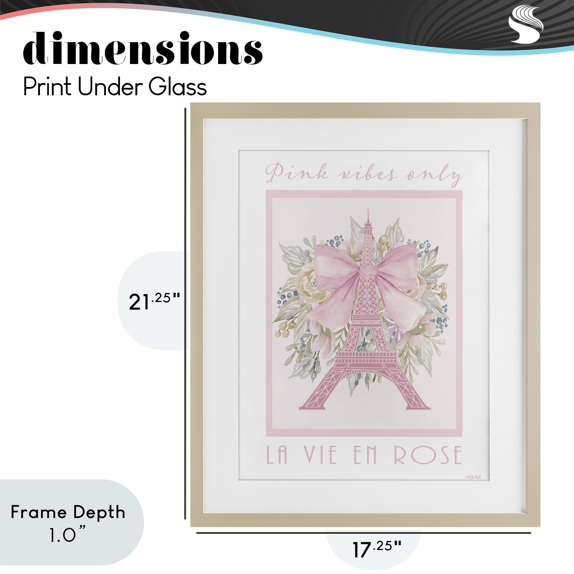 Stupell Industries Pink Vibes Only Paris Birch Framed Print Under Glass, design by Cindy Jacobs