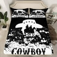 thumbnail image 2 of jejeloiu Southwestern Cowboys Twin Sheet Sets,Vintage Splashing Ink Artwork Twin Fitted Sheet,White Black Flat Sheet For Boys Teens,Ultra Soft Home Decor,3pcs, 2 of 7