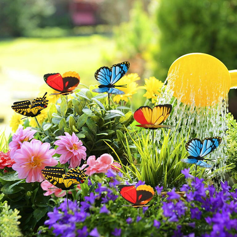 50Pcs 3D Butterflies Bunch Garden Yard Planter Colorful Simulated Butterfly  Flower Arrangement Outdoor Flower Pots Decoracion