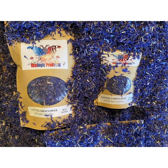EcoProd Blue Cornflower Petals, European Wild Crafted, for Tea/Craft/Salads 1 oz. Naturally Dried