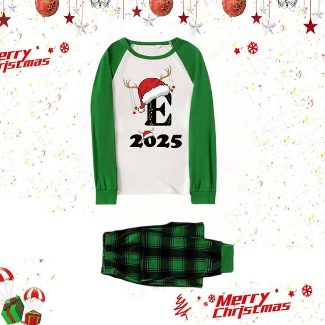 Ensemble de Pyjamas de Noël Assortis pour Famille Papa, Imprimé de Lettres, Tenue Parent-Enfant