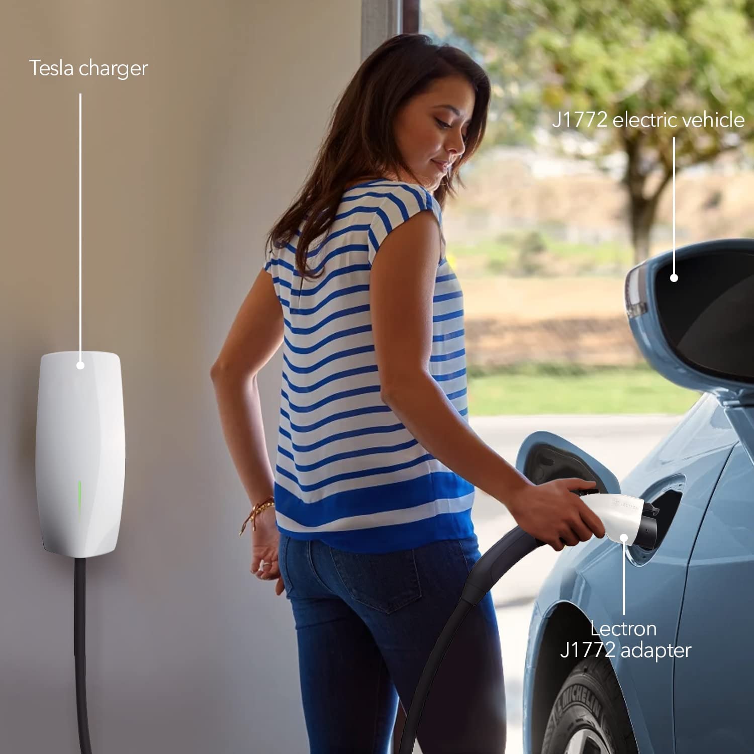 [Only For J1772 EVs ] Lectron - Tesla to J1772 Charging Adapter, Max 48A & 250V - Compatible with Tesla High Powered Connectors, Destination Chargers, and Mobile Connectors (White) - image 4 of 8