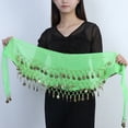 thumbnail image 5 of Women's Belly Dance Hip Scarf with Sequin Sparkly Fringe Belt Performance Skirt Hip Wrap Green One Size, 5 of 5