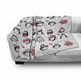 thumbnail image 3 of Winter Soft Flannel Fleece Throw Blanket, Penguins Hand Drawn Merry Christmas Greetings Babies Kids Toddler, Cozy Plush for Indoor and Outdoor Use, 70" x 90", Dark Coral Black White, by Ambesonne, 3 of 6