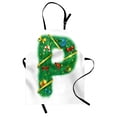 thumbnail image 1 of Christmas Alphabet Apron, The Letter P with Traditional Holiday Elements Illustration Pattern, Unisex Kitchen Bib with Adjustable Neck for Cooking Gardening, Adult Size, White and Green, by Ambesonne, 1 of 4