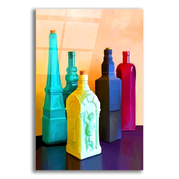 Epic Art 'Color Bottles' by Ata Alishahi, Acrylic Glass Wall Art, 16"x24"