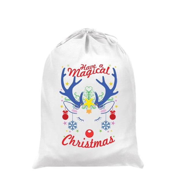 Grindstore - Sacos de Papá Noel Have A Magical Christmas Diseño Rudolph (Blanco, Rojo, Azul)