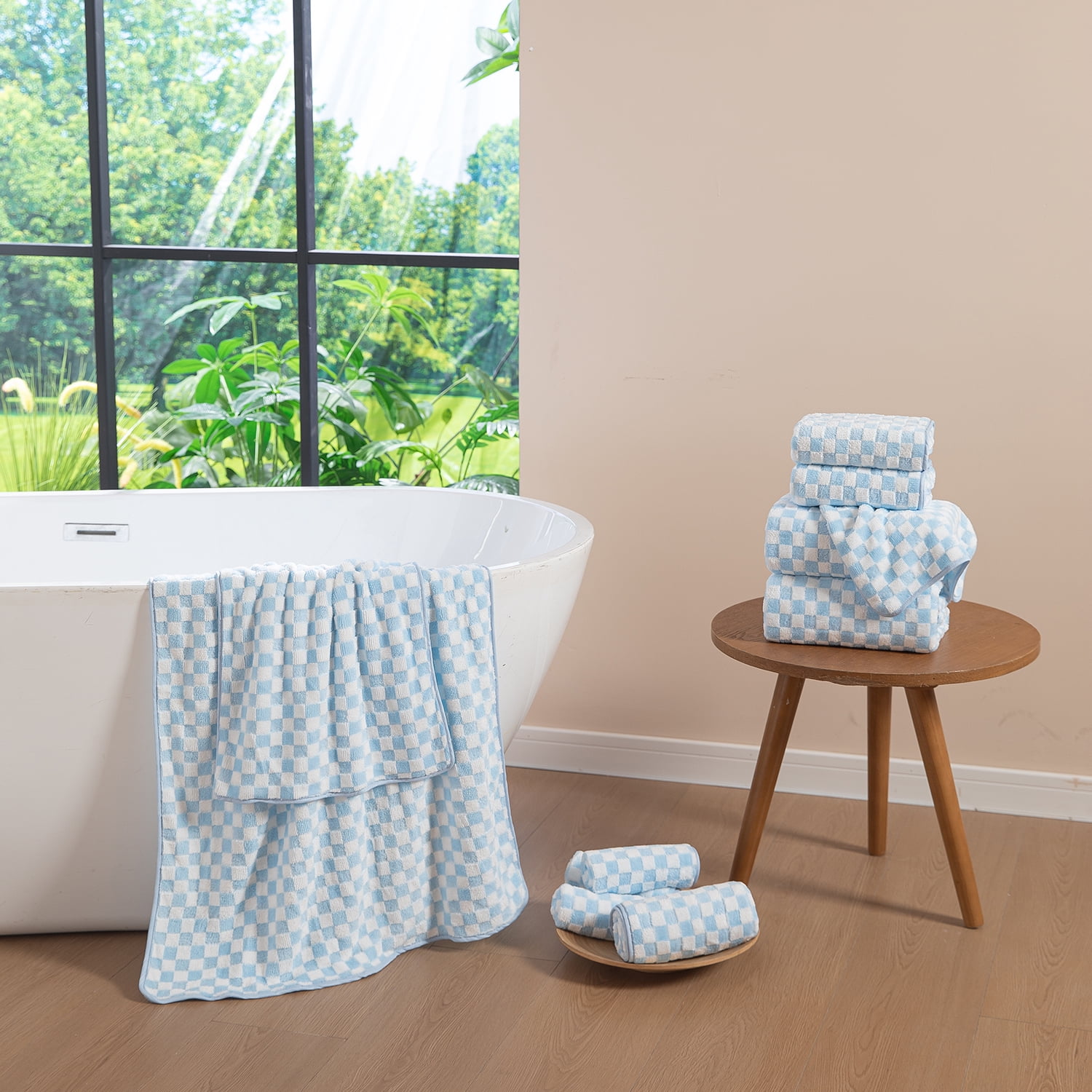 Beartech 12 Piece Microfiber Bath Towel Set:4 Bath Sheet Towels,4 Hand,4 Washcloths Ultra Soft & Absorbent,Quick Dry & Less Lint Shower Towels Set For Bathroom Hotel-Light Blue