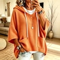 thumbnail image 2 of xfsWaSs Women's Waffle 3/4 Sleeve Hoodie with Pocket Oversized Drawstring Pullover Lightweight Sweatshirt Solid Color Loose Fit Casual Tops, 2 of 4