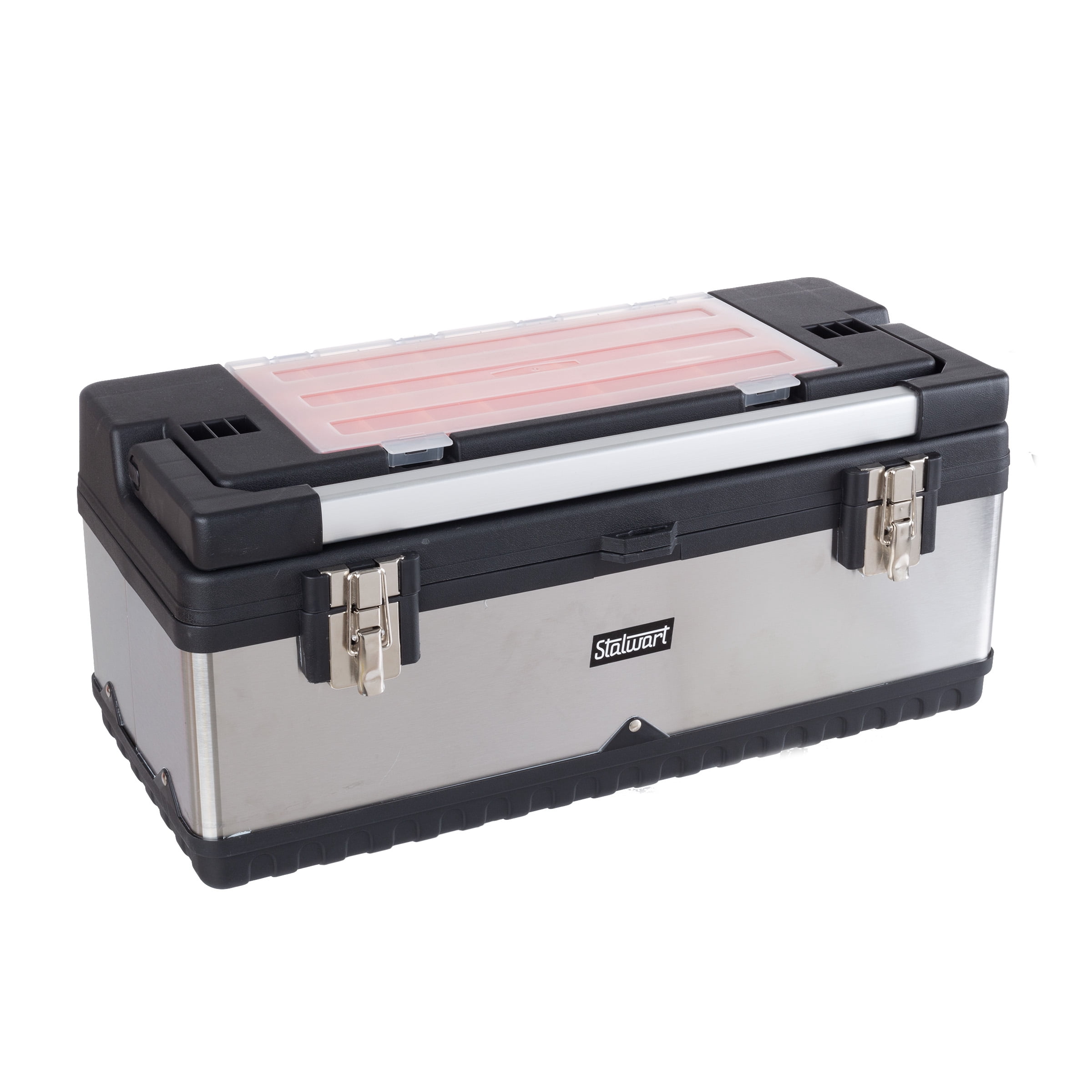 POWERTEC Small Parts Organizer Box - 10 Compartments, Stackable, Clear Lid, Removable Dividers
