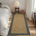 thumbnail image 2 of GlowSol 2'x6' Washable Runner Rug Floral Bordered Runner Rugs Soft Braided Print Low Pile Non-Slip Bedroom Rugs for Kitchen Laundry, Brown + Dark Blue, 2 of 7