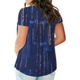 thumbnail image 4 of Zpanxa Womens Short Sleeve Tops Shirts Plus Size V Neck Tie Dye Print Button Short Sleeve Tops T-Shirt Blouse Dark Blue 4XL, 4 of 6