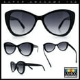 thumbnail image 2 of Womens Oversized Cat Eye Minimal Plastic Retro Diva Sunglasses Black - Smoke, 2 of 7