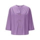 thumbnail image 5 of mfyjkho Tops Elegantes Para Mujer, Blusa Holgada De Lino Con Cuello En V, Manga Tres Cuartos Y Botones Decorativos Para Mujer. Tops Para Hacer Ejercicio Para Mujer Xxxxxl, 5 of 8