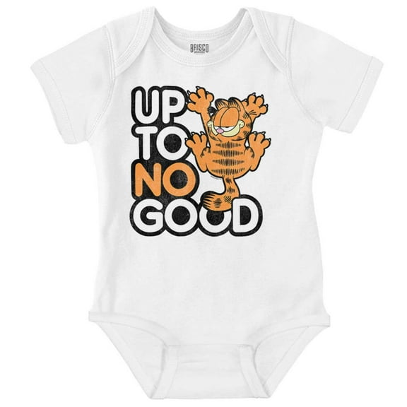 Funny Garfield Cartoon Up To No Good Romper Boys or Girls Infant Baby Brisco Brands NB
