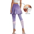 thumbnail image 4 of COEQINE Women Breathable Yoga Skirted Legging for Women with Pockets Cloud Purple Pattern Elastic Pleated Tennis Skirts with Leggings Fashion Golf Leggings, 3XL, 4 of 7
