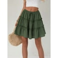 thumbnail image 4 of Jupe Courte Évasée Florale pour Femmes, Jupe Mignonne Taille Haute à Volants, Mini Jupe de Plage Verte G, 4 of 8