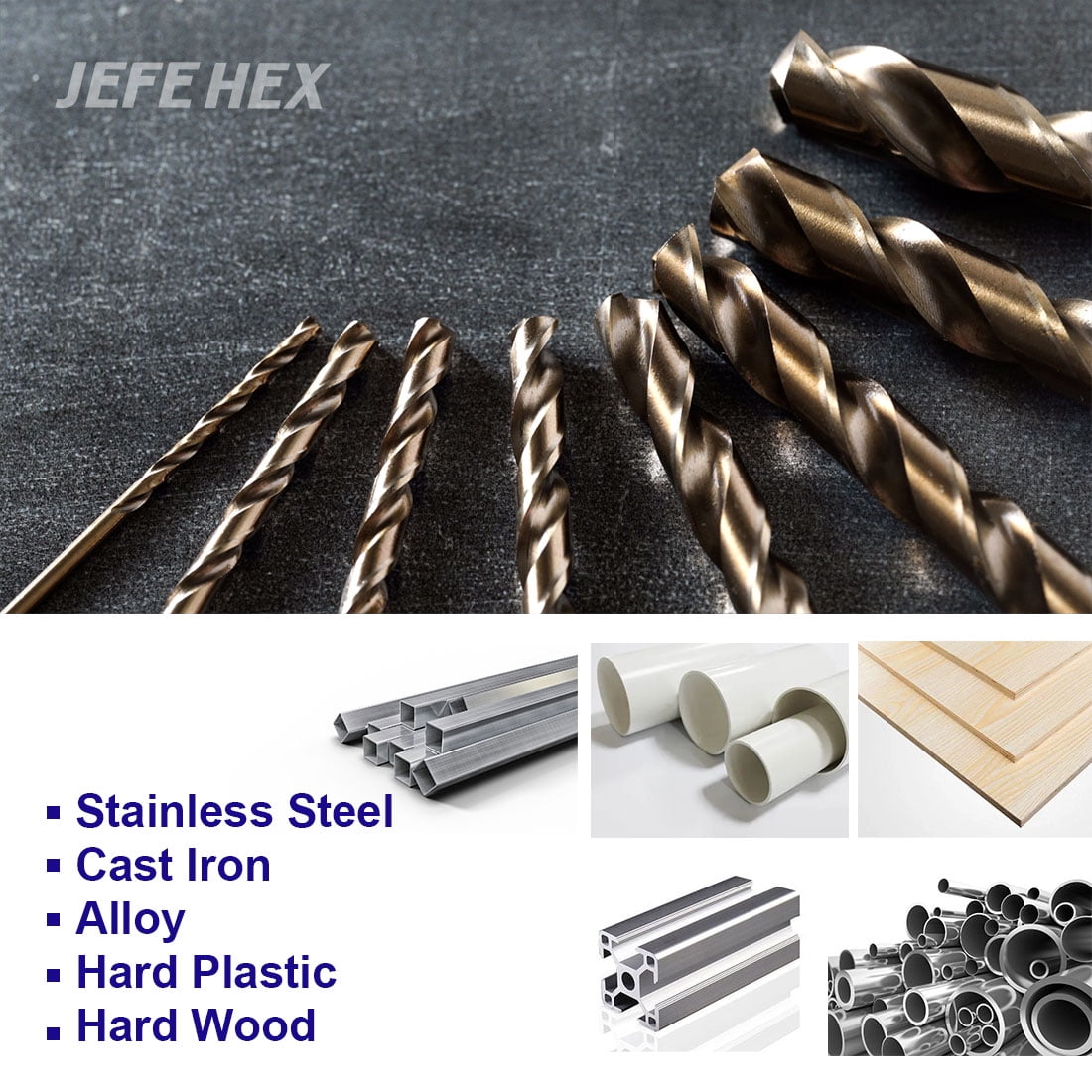 JEFE HEX 29 PCS M35 Cobalt Drill Bit Set, HSS Twist Jobber Drill Bits