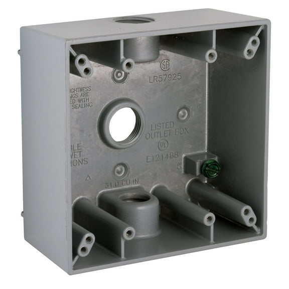 Bell Outdoor Weatherproof Box,2Gang,3Inlet,Alum 5333-0