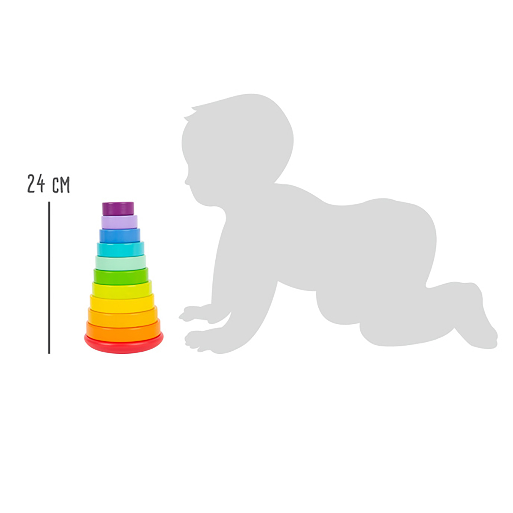 Small Foot Wooden Toys Large Stacking Rainbow Tower Designed for Children Ages 12+ Months