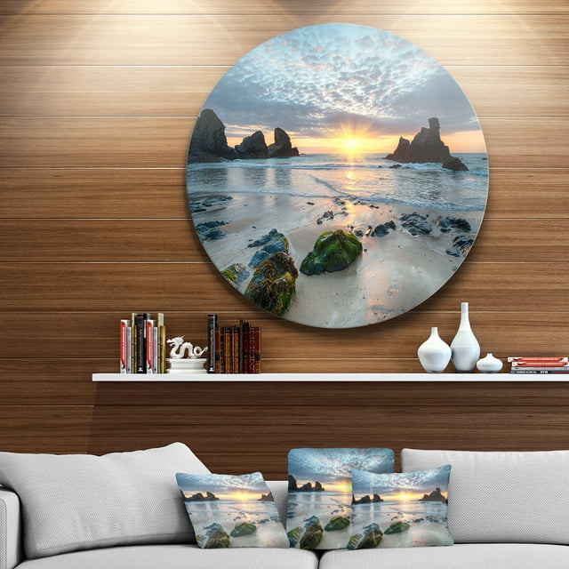 Designart - Beautiful Porthcothan Bay' Disc Large Seashore Metal Circle Wall Art