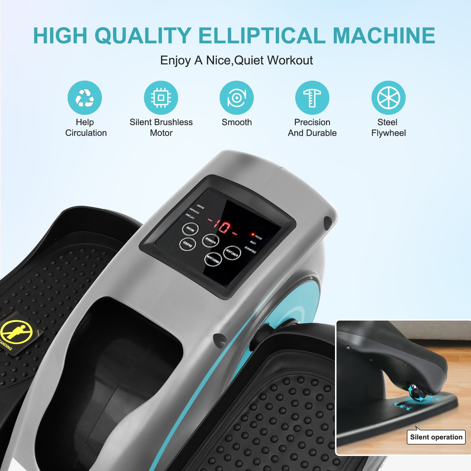 RICAN Under Desk Elliptical Machine, Ellipse Leg Exerciser for Seniors Fully Assembled, Portable & Quiet Electric Seated Pedal Exerciser with Remote Control & LCD Display Monitor