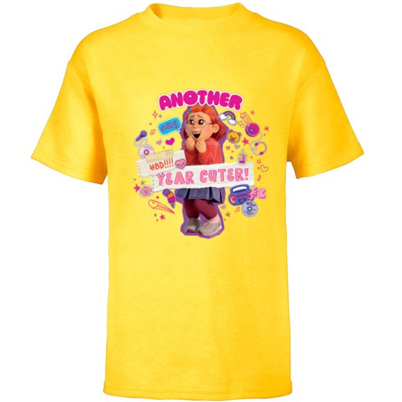 Disney and Pixar’s Turning Red Birthday Another Year Cuter - Short Sleeve T-Shirt for Kids - Customized-Yellow